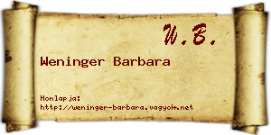 Weninger Barbara névjegykártya